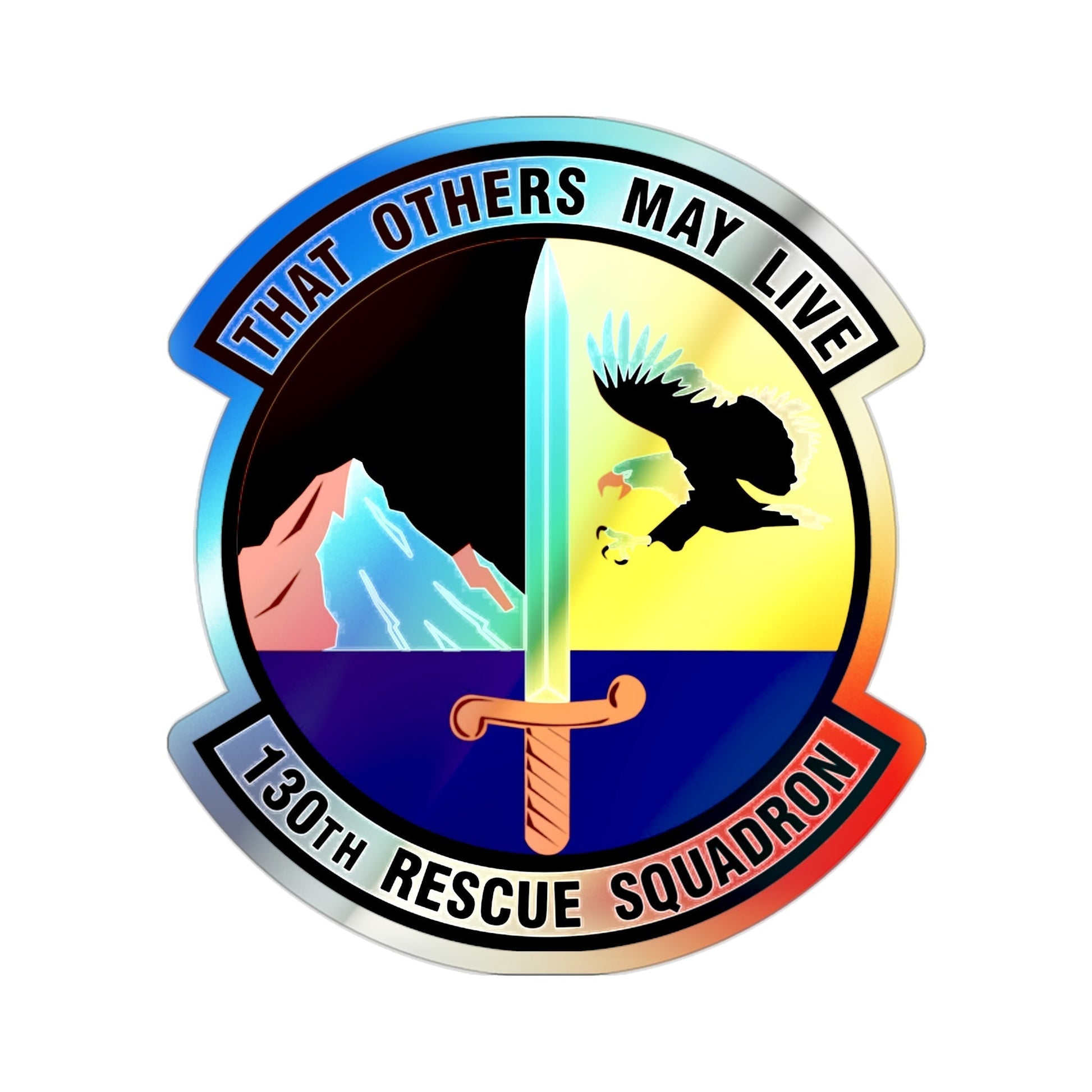 130th Rescue Squadron (U.S. Air Force) Holographic STICKER Die-Cut Vinyl Decal-2 Inch-The Sticker Space
