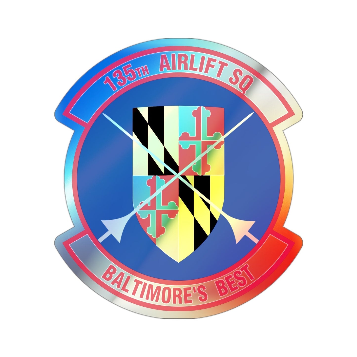 135 Airlift Squadron (U.S. Air Force) Holographic STICKER Die-Cut Vinyl Decal-3 Inch-The Sticker Space