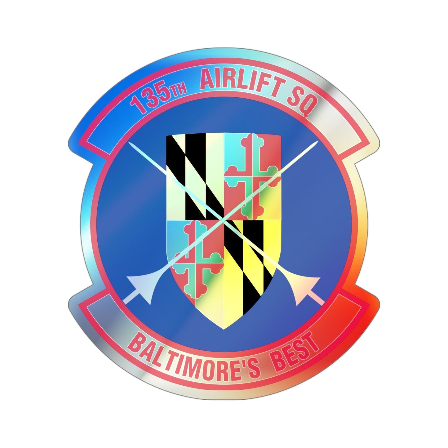 135 Airlift Squadron (U.S. Air Force) Holographic STICKER Die-Cut Vinyl Decal-4 Inch-The Sticker Space