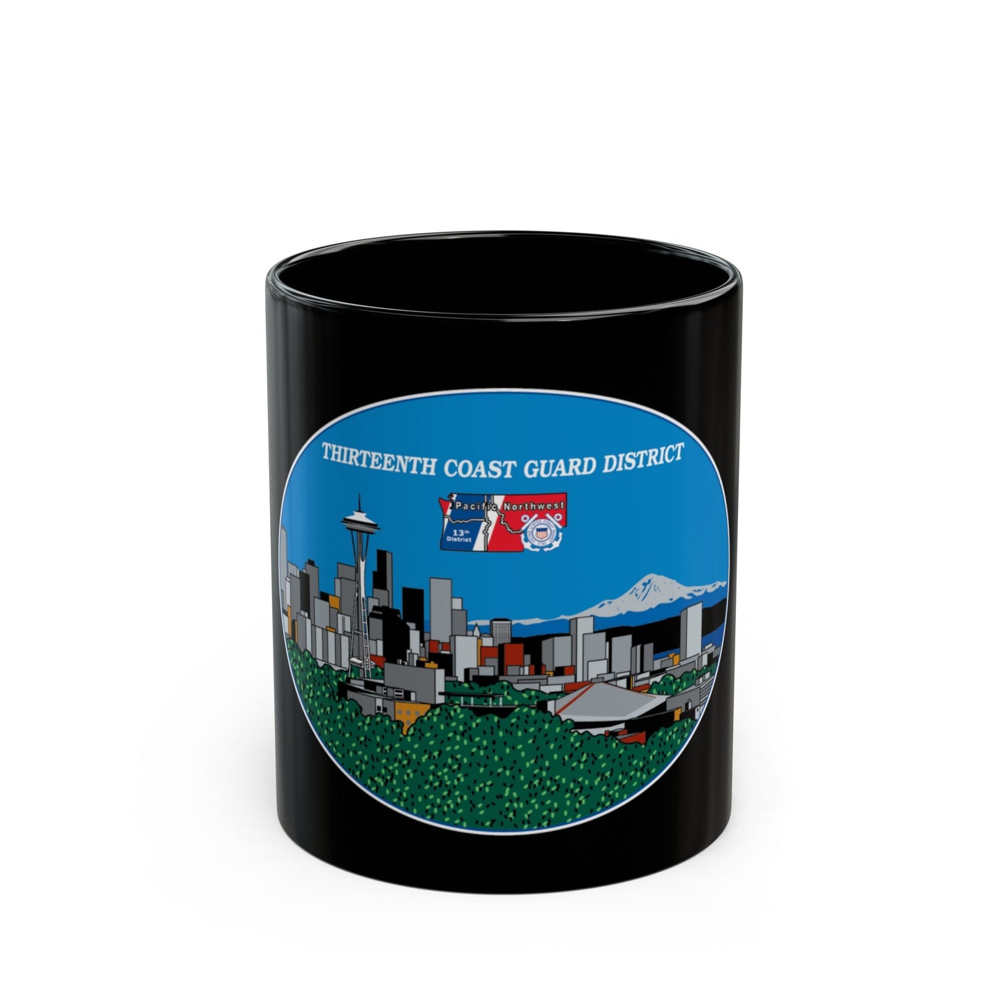 13th CG District Pacific Northwest (U.S. Coast Guard) Black Coffee Mug-11oz-The Sticker Space