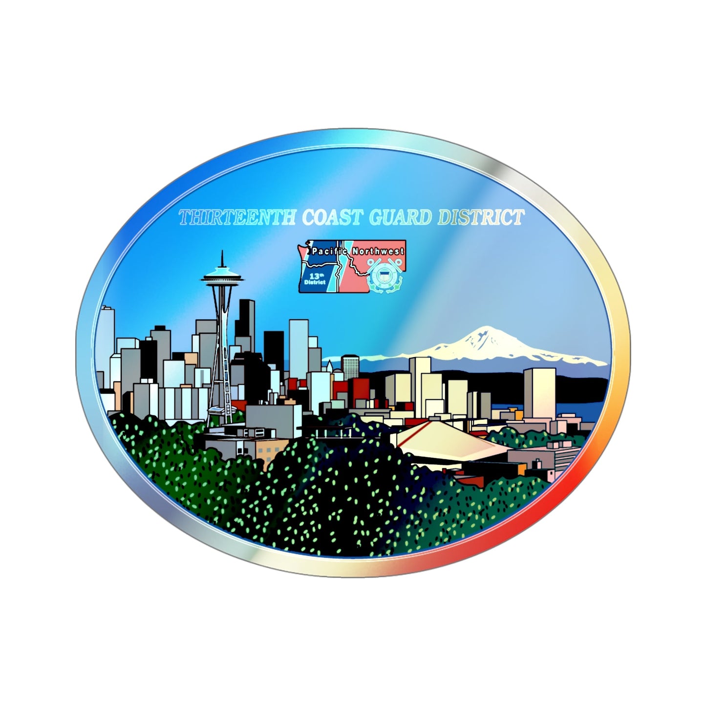 13th CG District Pacific Northwest (U.S. Coast Guard) Holographic STICKER Die-Cut Vinyl Decal-5 Inch-The Sticker Space