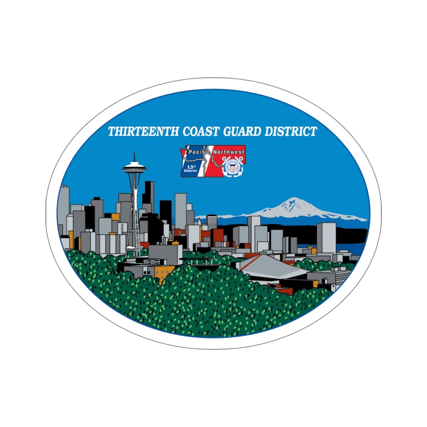 13th CG District Pacific Northwest (U.S. Coast Guard) STICKER Vinyl Die-Cut Decal-5 Inch-The Sticker Space