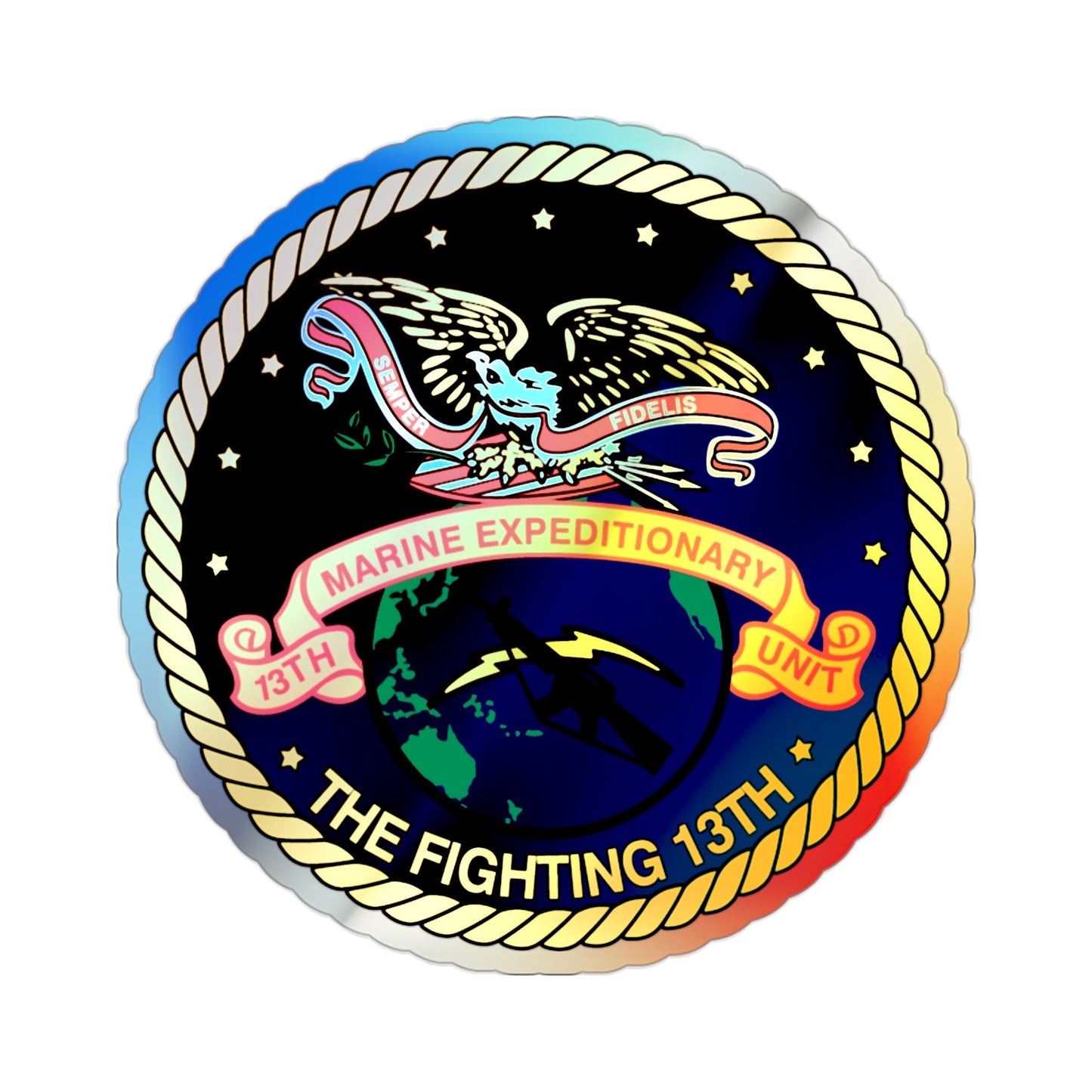 13th Marine Command Element 13th MEU (USMC) Holographic STICKER Die-Cut Vinyl Decal-2 Inch-The Sticker Space