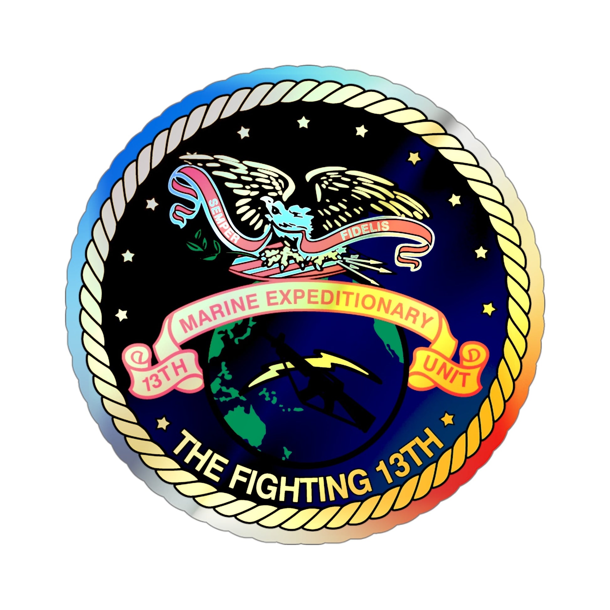 13th Marine Command Element 13th MEU (USMC) Holographic STICKER Die-Cut Vinyl Decal-4 Inch-The Sticker Space