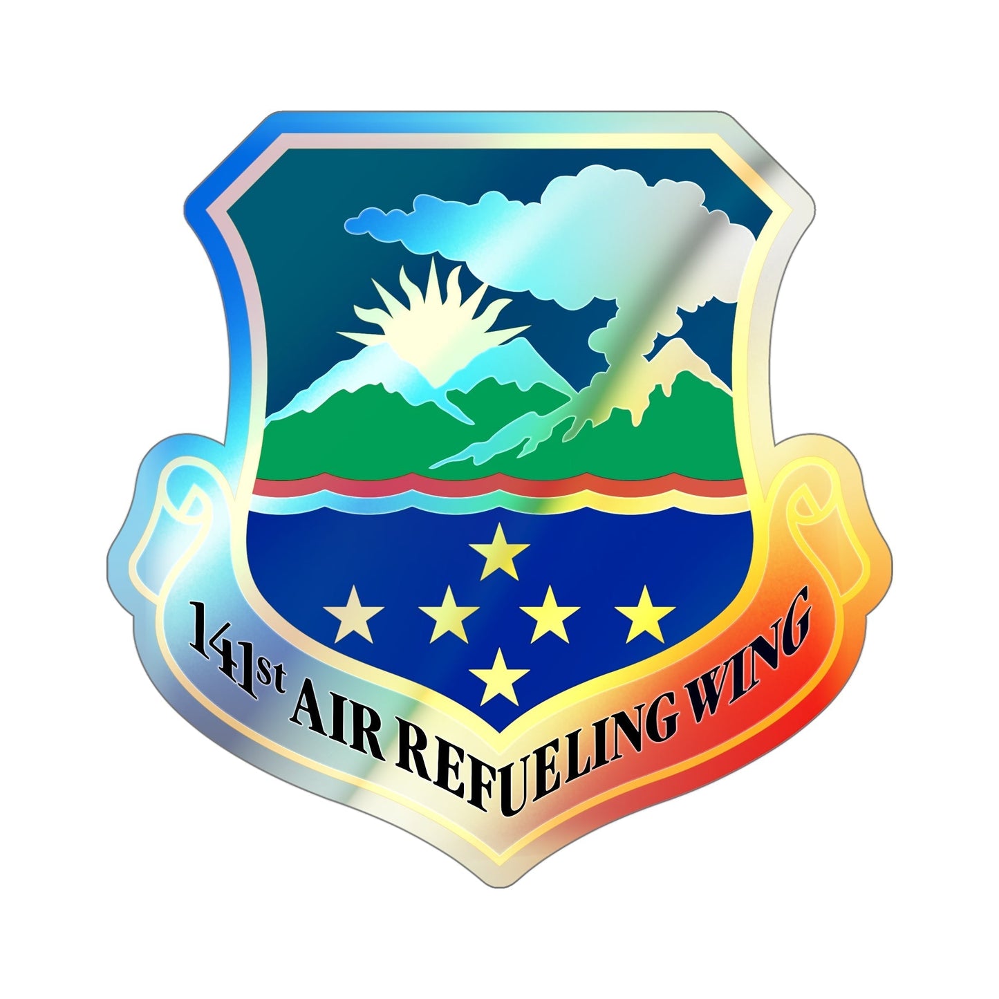 141st Air Refueling Wing (U.S. Air Force) Holographic STICKER Die-Cut Vinyl Decal-5 Inch-The Sticker Space