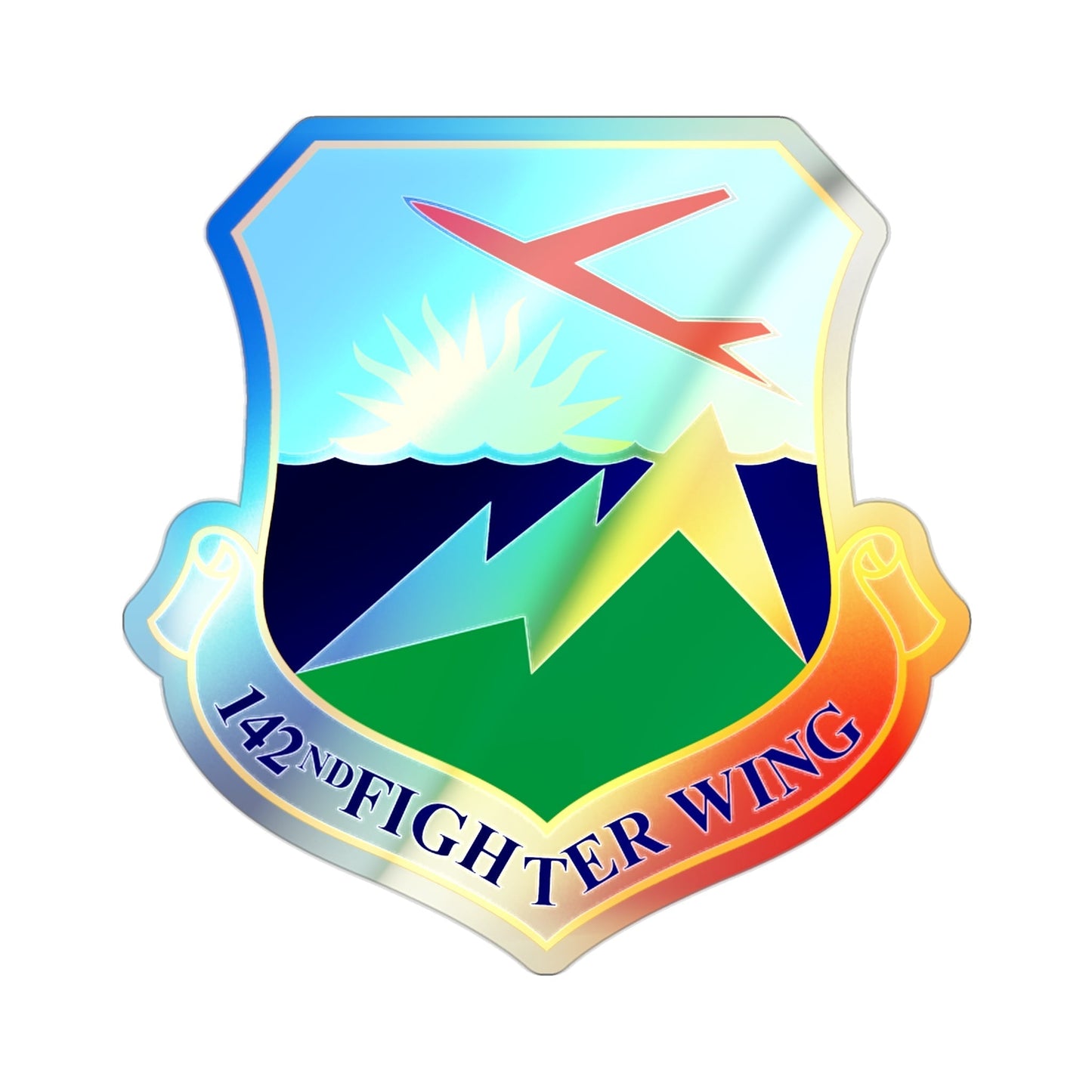 142nd Fighter Wing (U.S. Air Force) Holographic STICKER Die-Cut Vinyl Decal-2 Inch-The Sticker Space