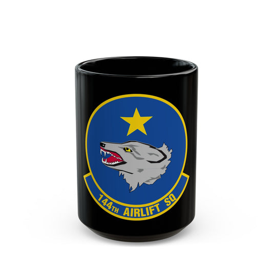 144 Airlift Squadron (U.S. Air Force) Black Coffee Mug-15oz-The Sticker Space