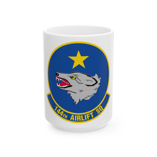 144 Airlift Squadron (U.S. Air Force) White Coffee Mug-15oz-The Sticker Space