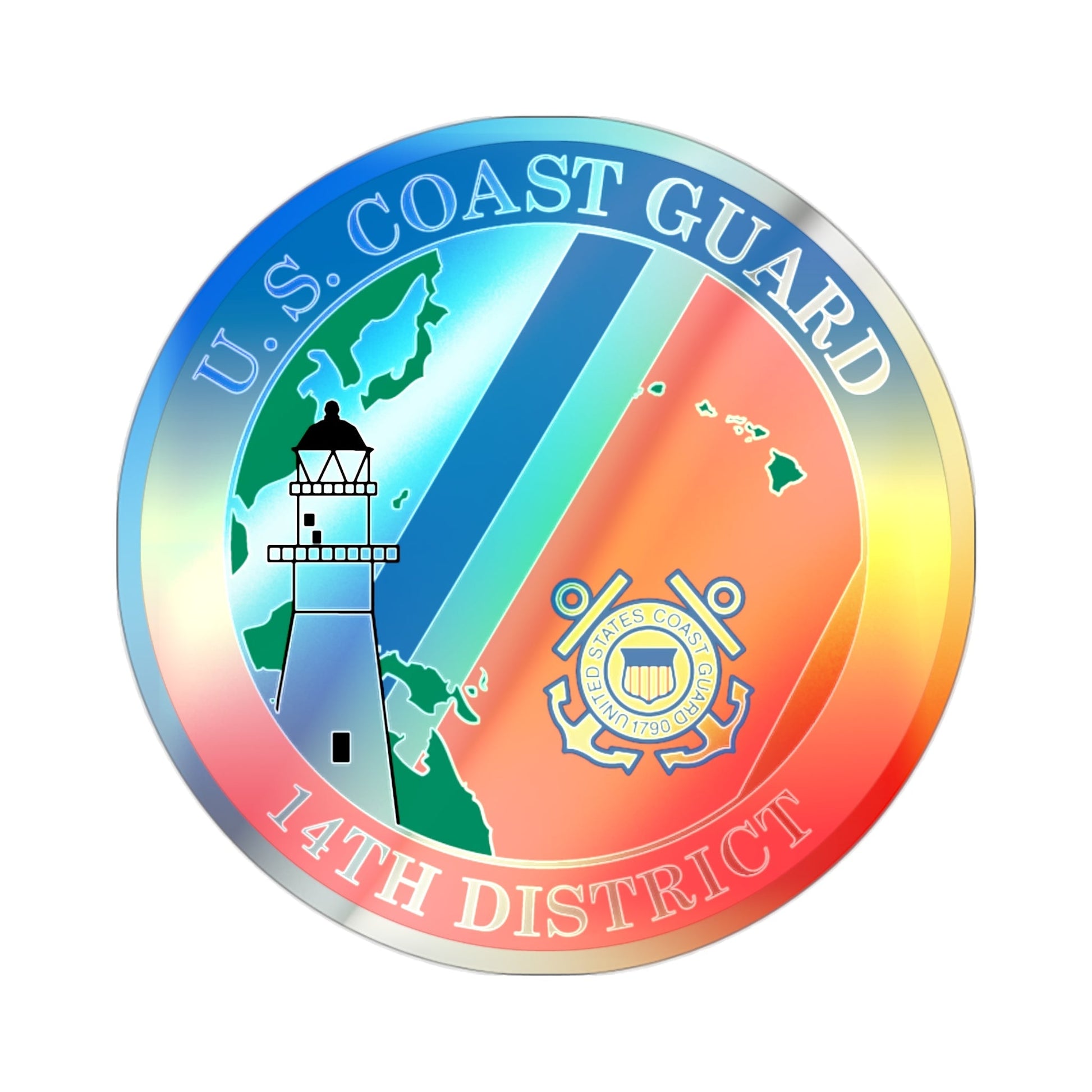 14th CG District (U.S. Coast Guard) Holographic STICKER Die-Cut Vinyl Decal-2 Inch-The Sticker Space