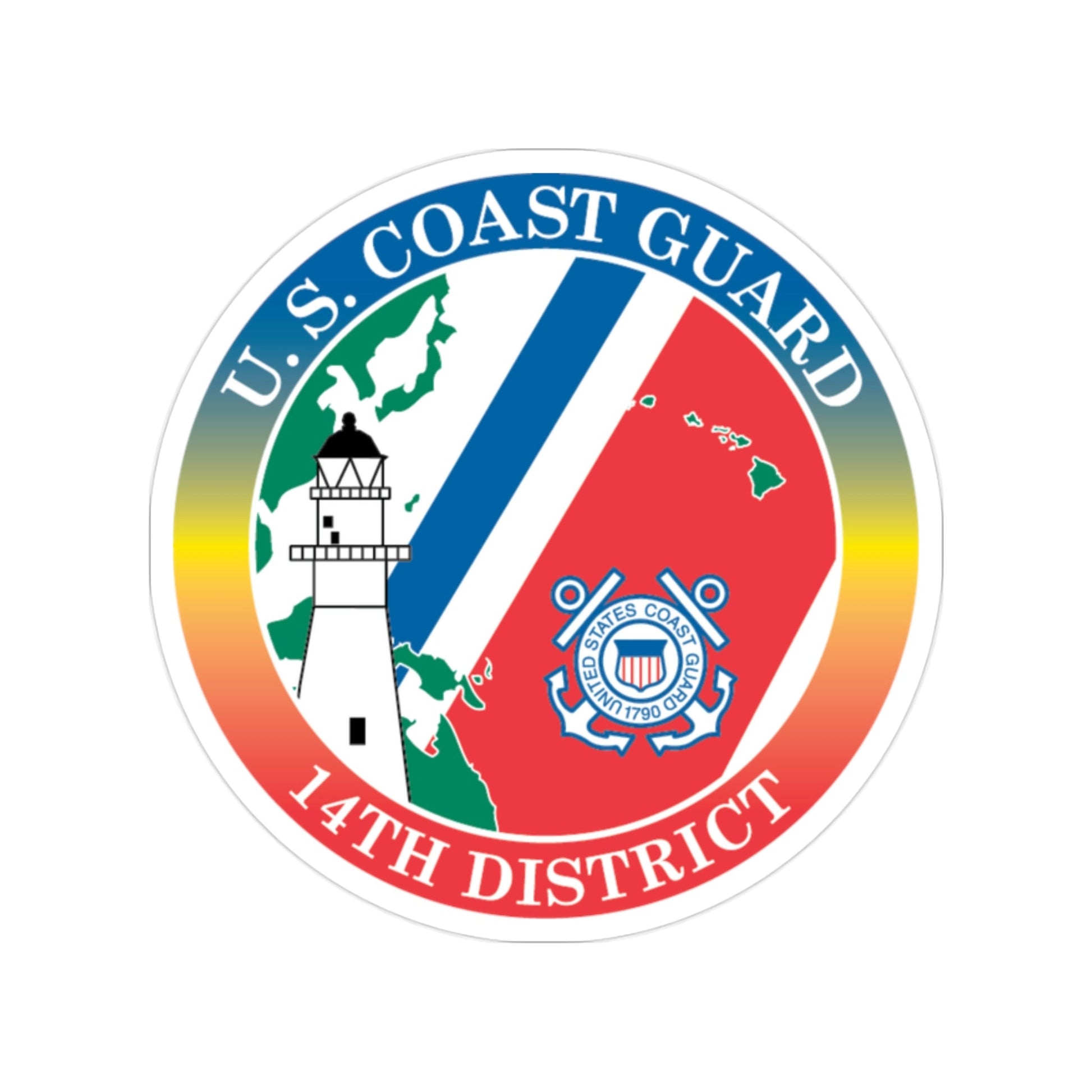 14th CG District (U.S. Coast Guard) Transparent STICKER Die-Cut Vinyl Decal-2 Inch-The Sticker Space