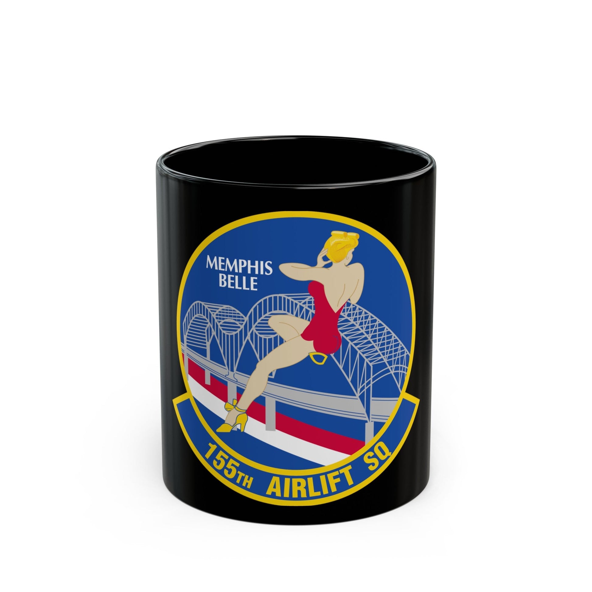 155 Airlift Squadron (U.S. Air Force) Black Coffee Mug-11oz-The Sticker Space