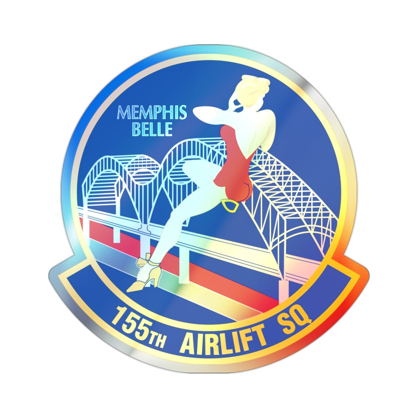 155 Airlift Squadron (U.S. Air Force) Holographic STICKER Die-Cut Vinyl Decal-2 Inch-The Sticker Space