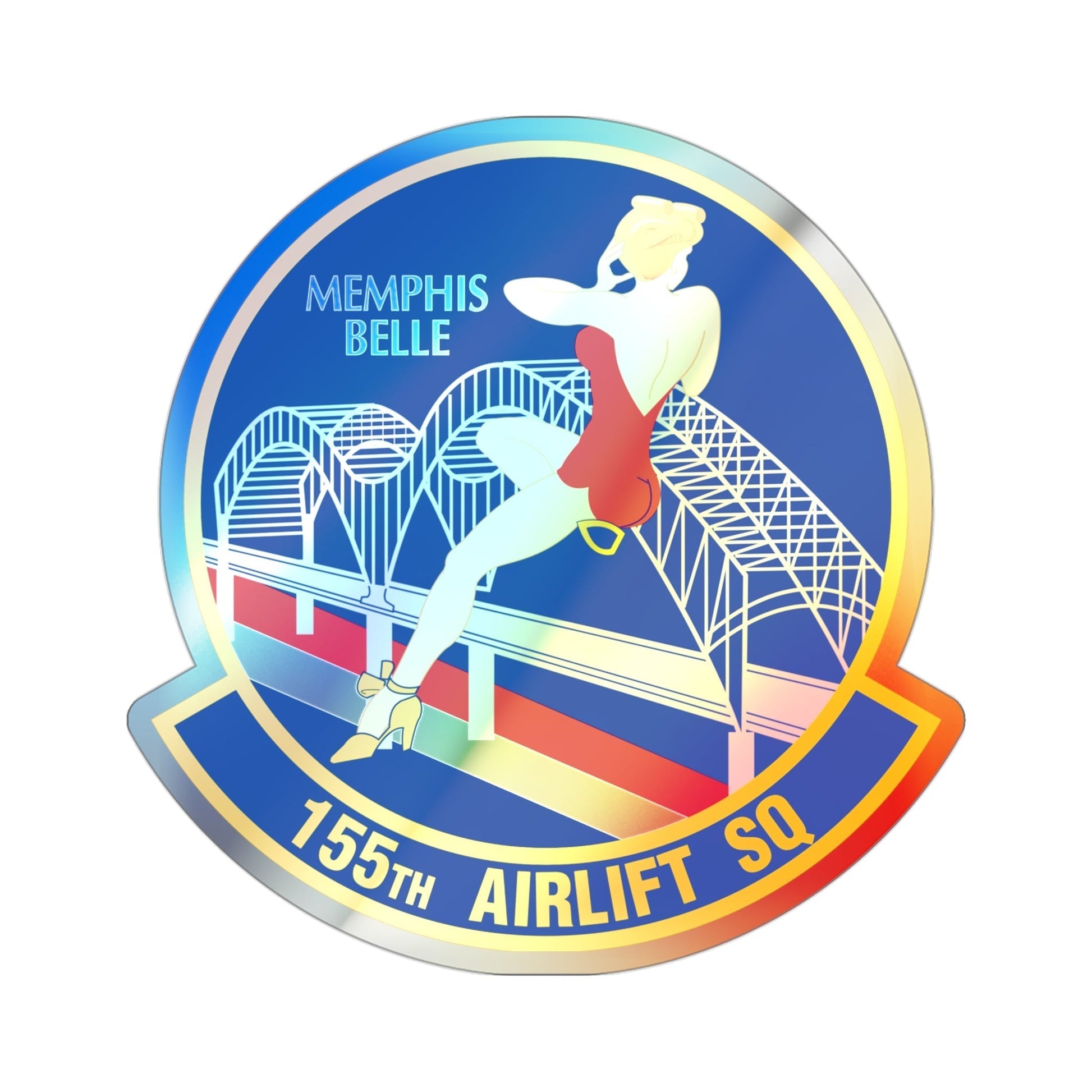 155 Airlift Squadron (U.S. Air Force) Holographic STICKER Die-Cut Vinyl Decal-3 Inch-The Sticker Space