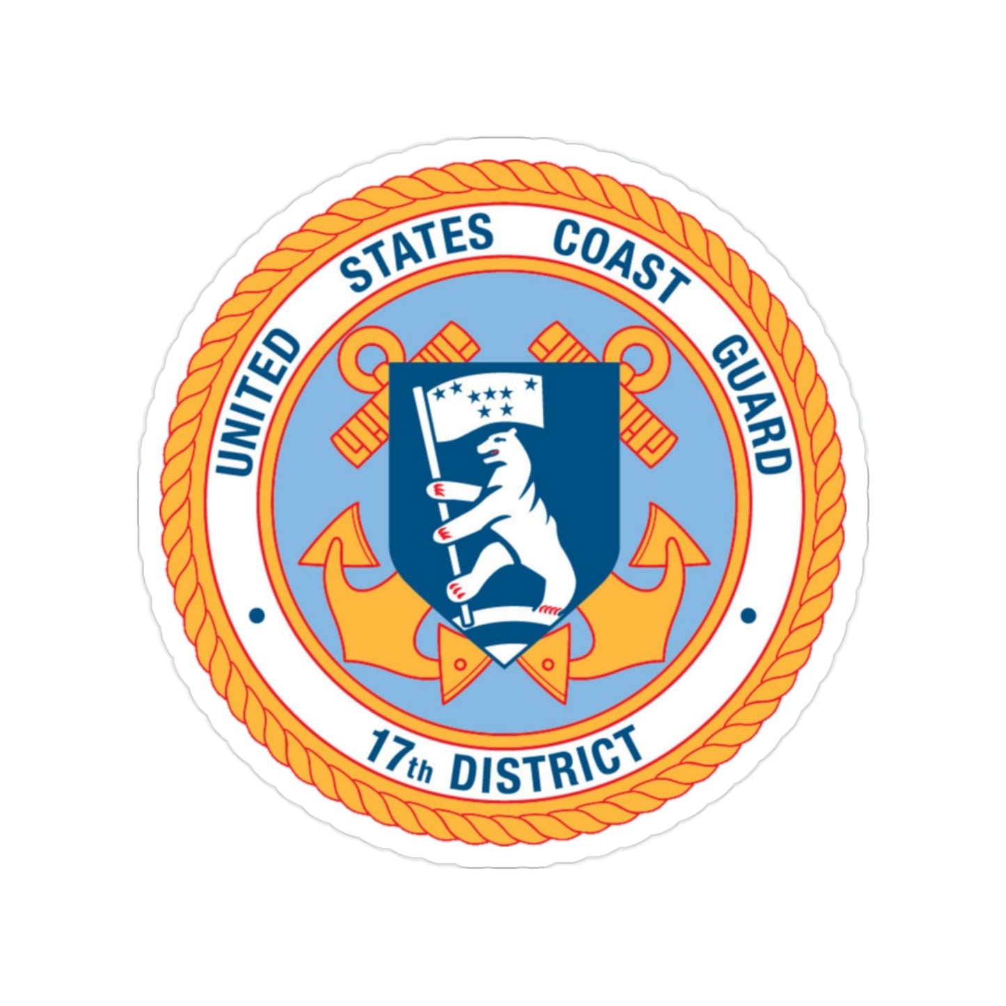 17th CG District (U.S. Coast Guard) Transparent STICKER Die-Cut Vinyl Decal-2 Inch-The Sticker Space