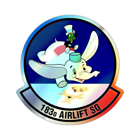 183 Airlift Squadron (U.S. Air Force) Holographic STICKER Die-Cut Vinyl Decal-6 Inch-The Sticker Space