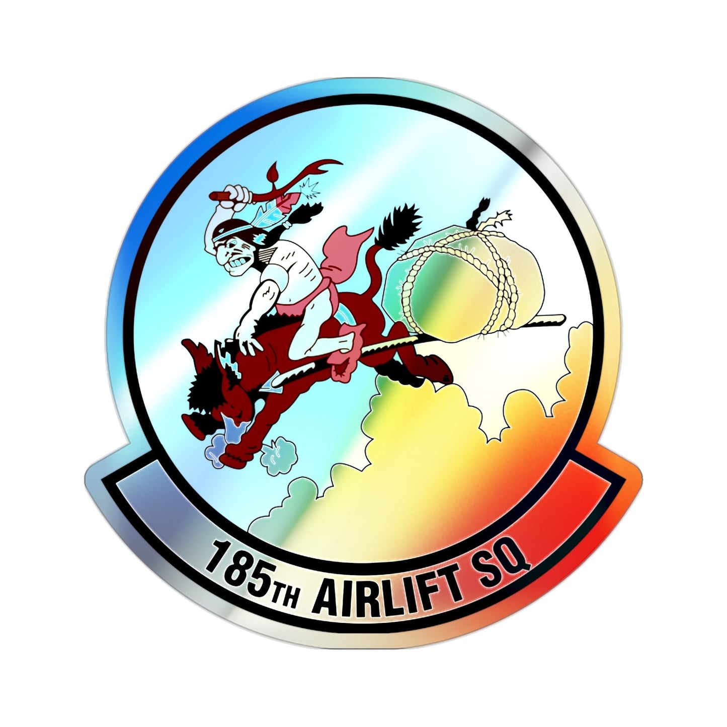 185 Airlift Squadron (U.S. Air Force) Holographic STICKER Die-Cut Vinyl Decal-2 Inch-The Sticker Space
