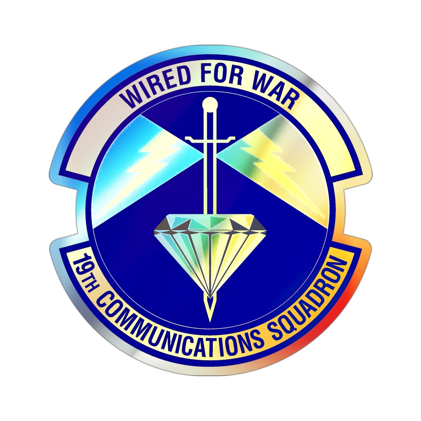 19th Communications Squadron (U.S. Air Force) Holographic STICKER Die-Cut Vinyl Decal-3 Inch-The Sticker Space