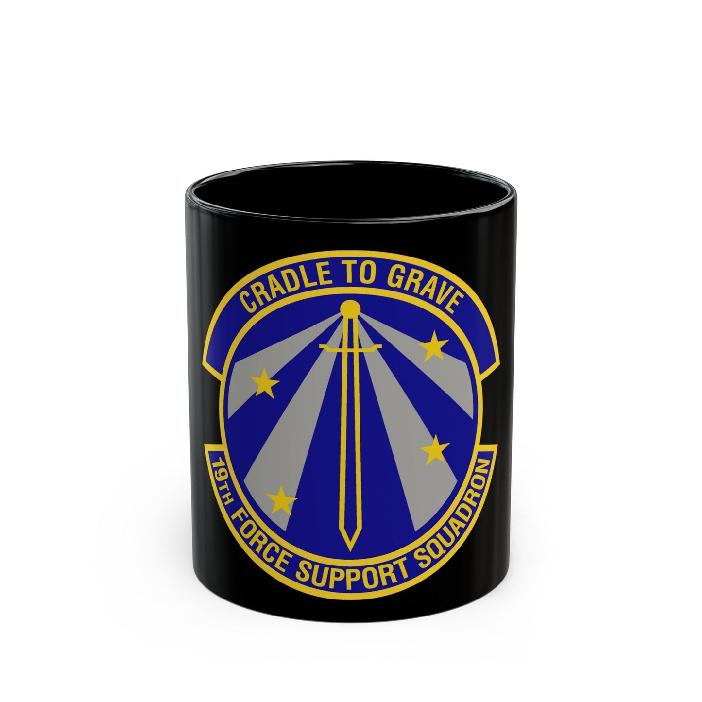 19th Force Support Squadron (U.S. Air Force) Black Coffee Mug-11oz-The Sticker Space