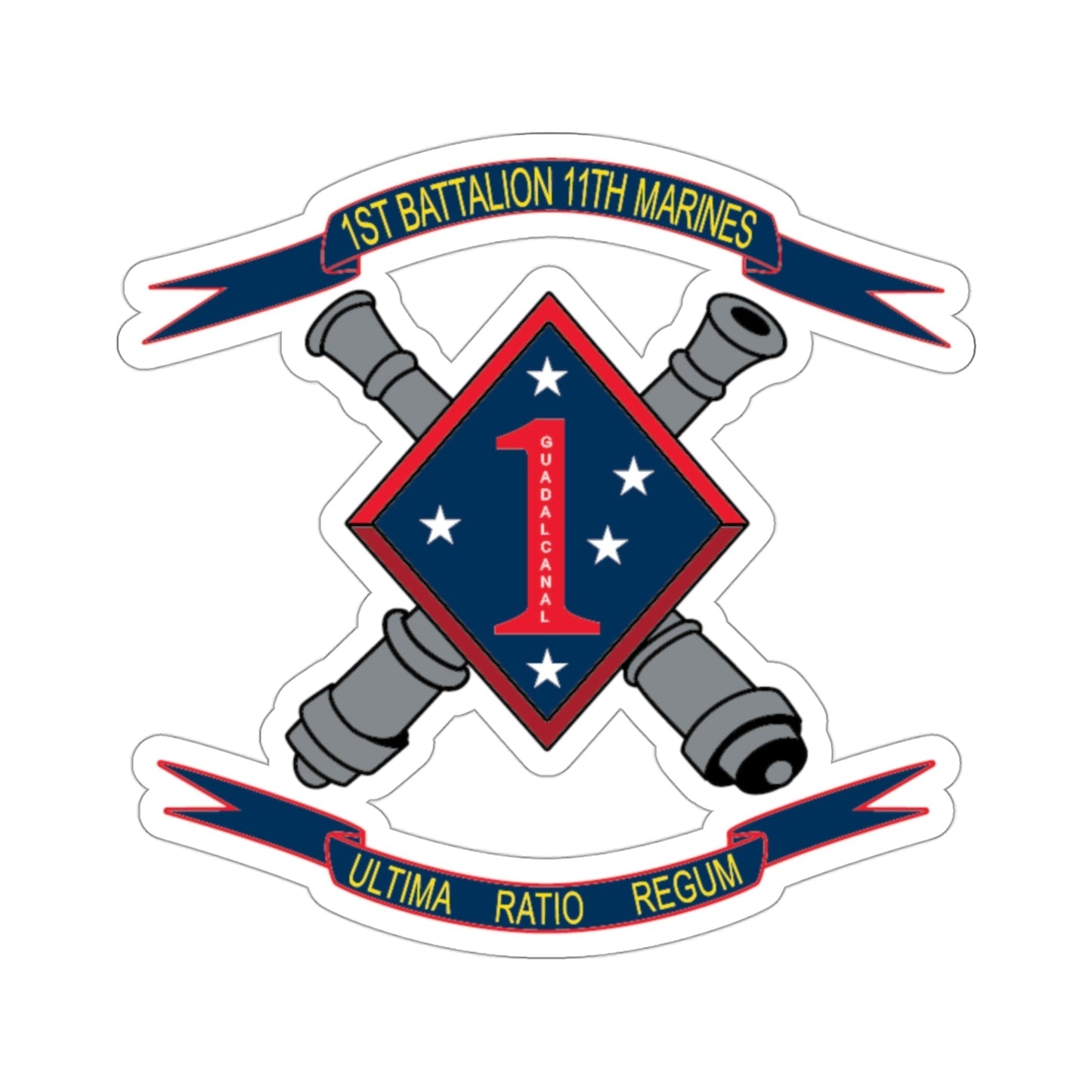 1st Battalion 11th Marines (USMC) STICKER Vinyl Die-Cut Decal-3 Inch-The Sticker Space