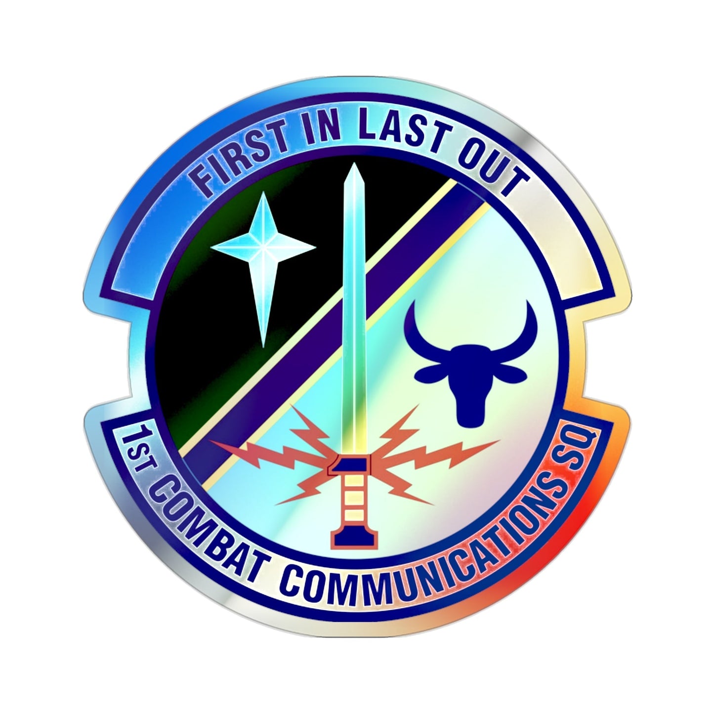 1st Combat Communications Squadron (U.S. Air Force) Holographic STICKER Die-Cut Vinyl Decal-2 Inch-The Sticker Space