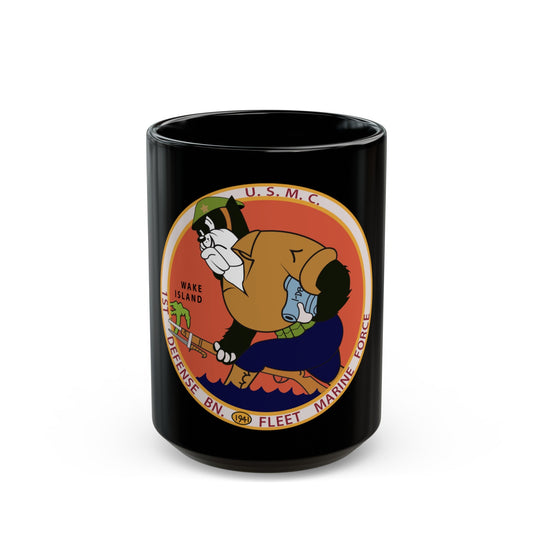 1st Defense Battalion Wake Island (USMC) Black Coffee Mug-15oz-The Sticker Space
