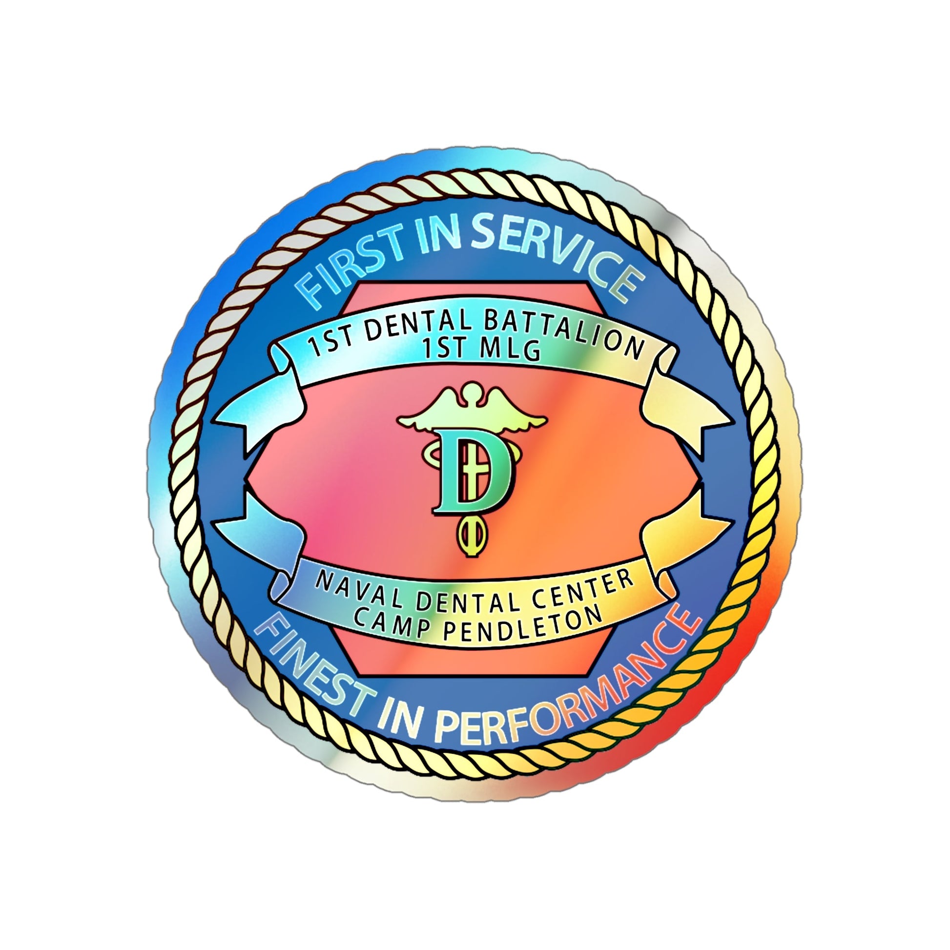 1st Dental Btn Naval Dental Cnt Camp Pendleton (U.S. Navy) Holographic STICKER Die-Cut Vinyl Decal-5 Inch-The Sticker Space