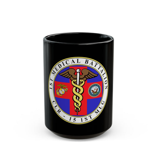 1st Medical Battalion (USMC) Black Coffee Mug-15oz-The Sticker Space