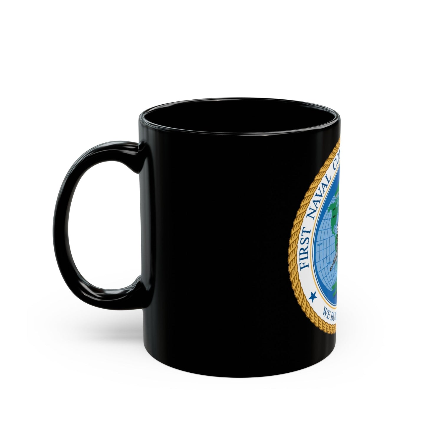 1st Naval Construction Div Seabee (U.S. Navy) Black Coffee Mug-The Sticker Space