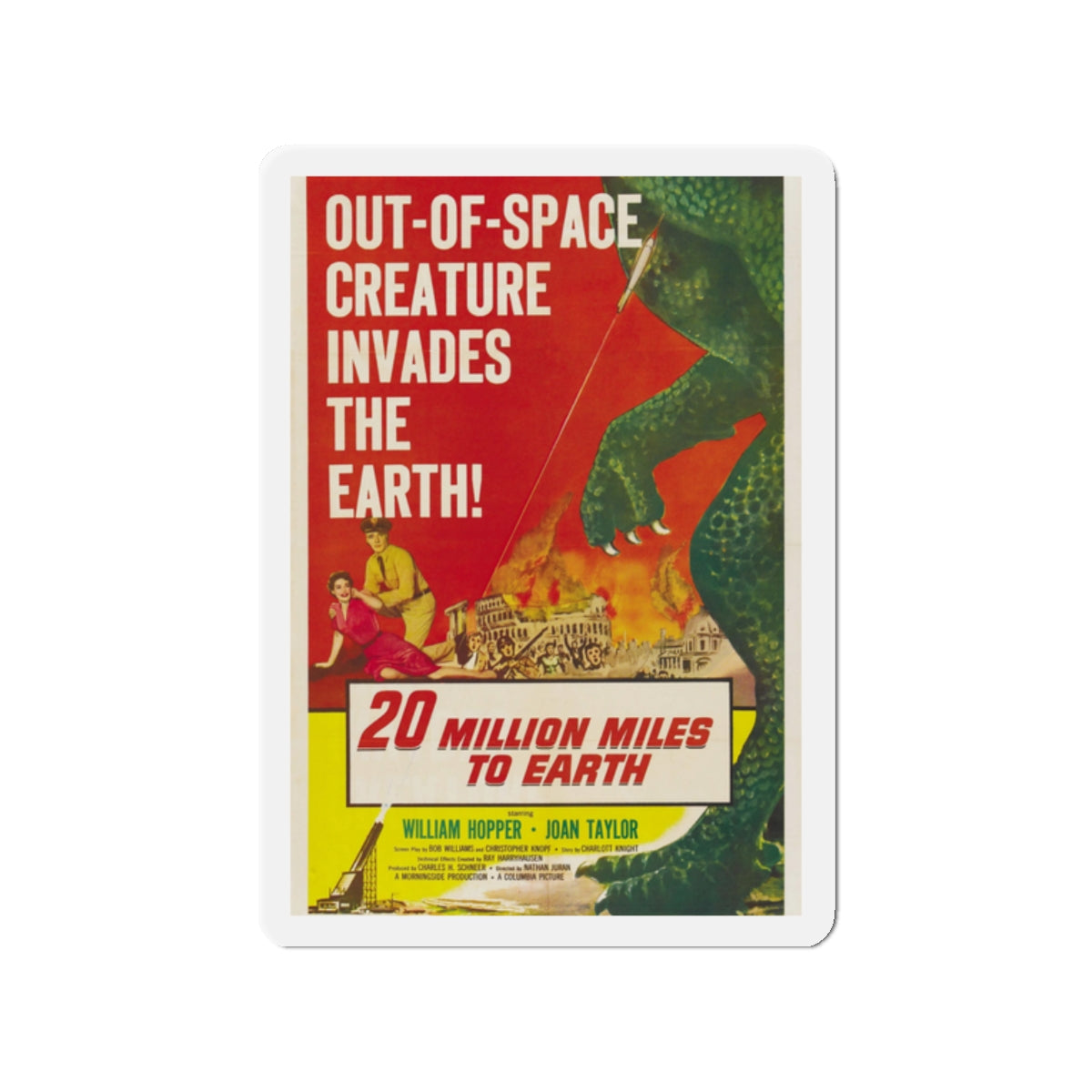 20 MILLION MILES TO EARTH 1957 Movie Poster - Die-Cut Magnet-2" x 2"-The Sticker Space