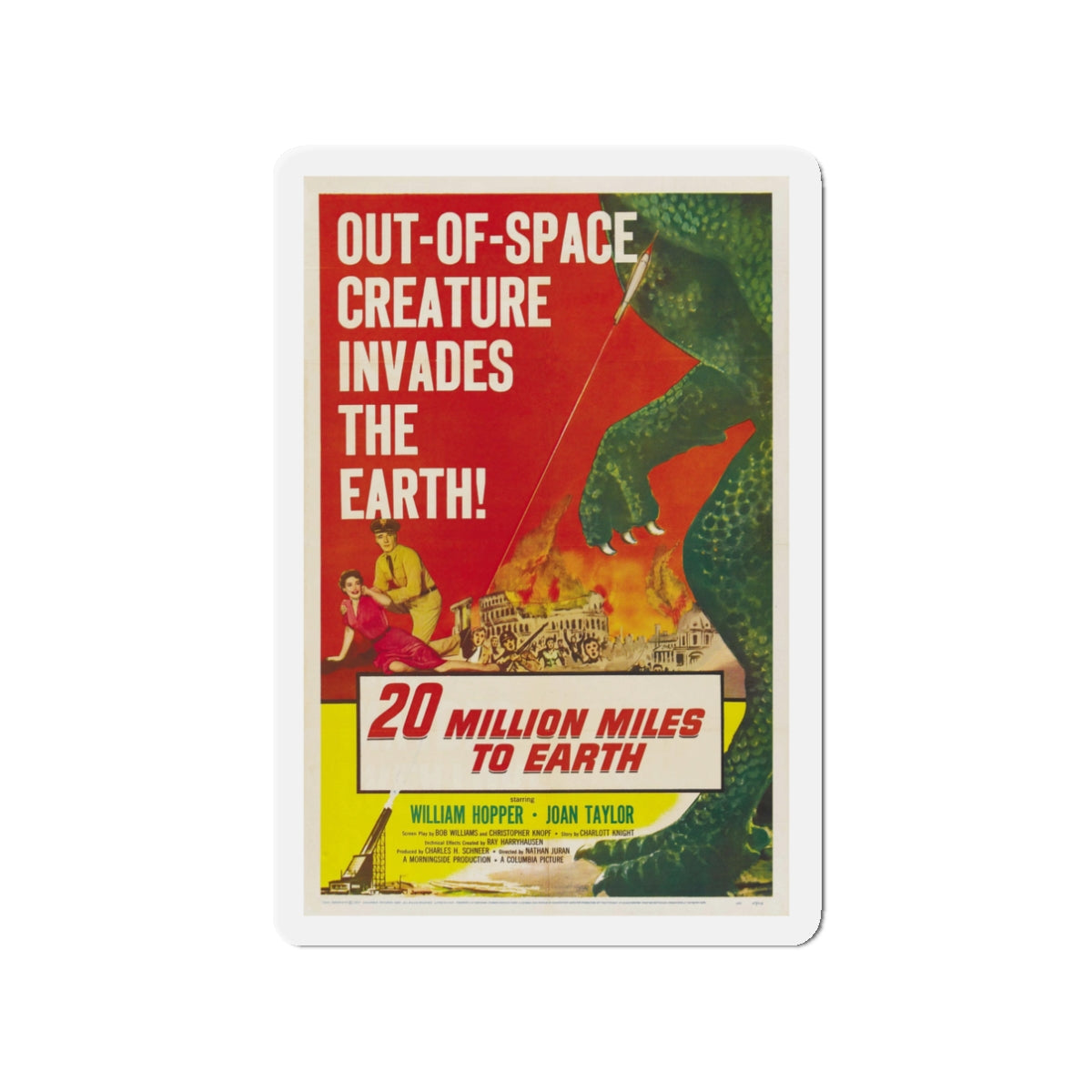 20 MILLION MILES TO EARTH 1957 Movie Poster - Die-Cut Magnet-3" x 3"-The Sticker Space