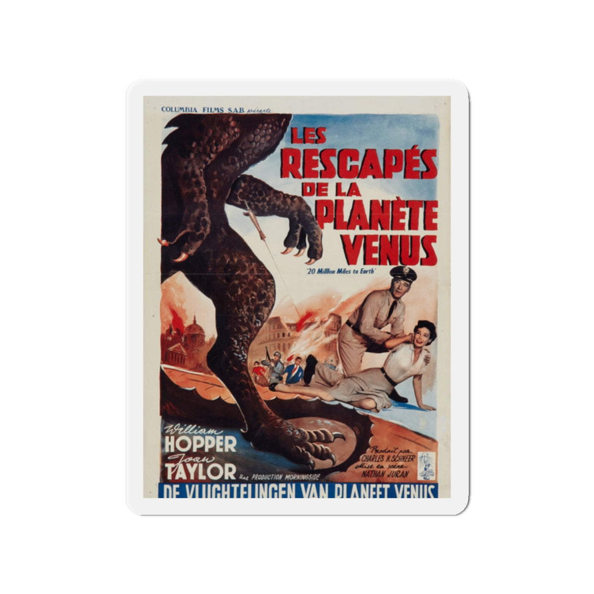 20 MILLION MILES TO EARTH (BELGIAN) 1957 Movie Poster - Die-Cut Magnet-2" x 2"-The Sticker Space