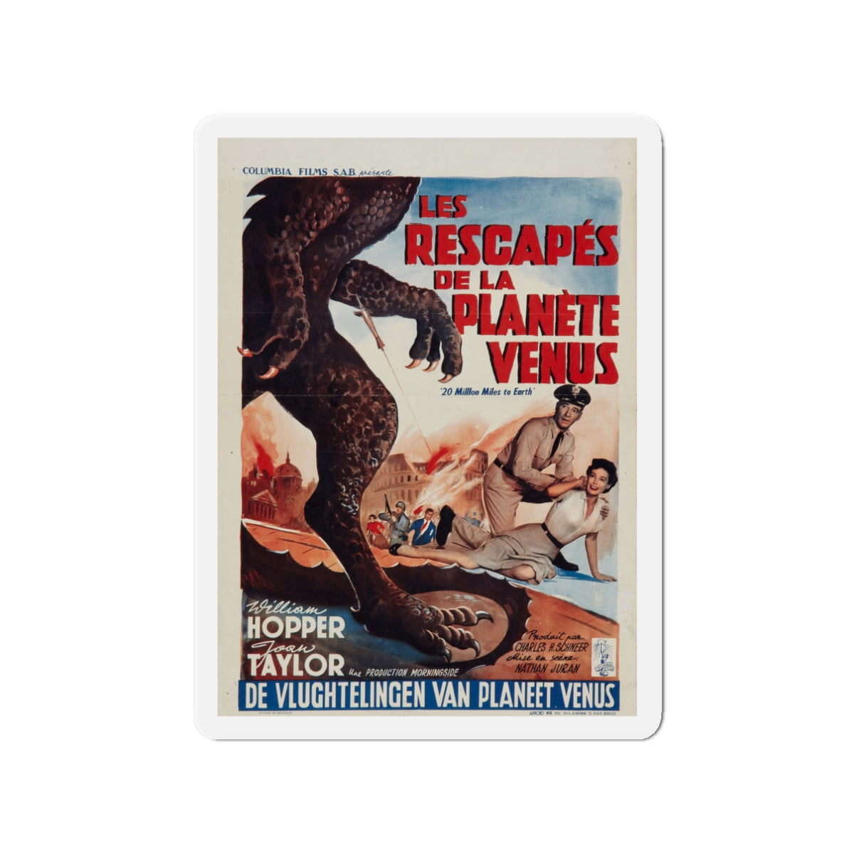 20 MILLION MILES TO EARTH (BELGIAN) 1957 Movie Poster - Die-Cut Magnet-3" x 3"-The Sticker Space