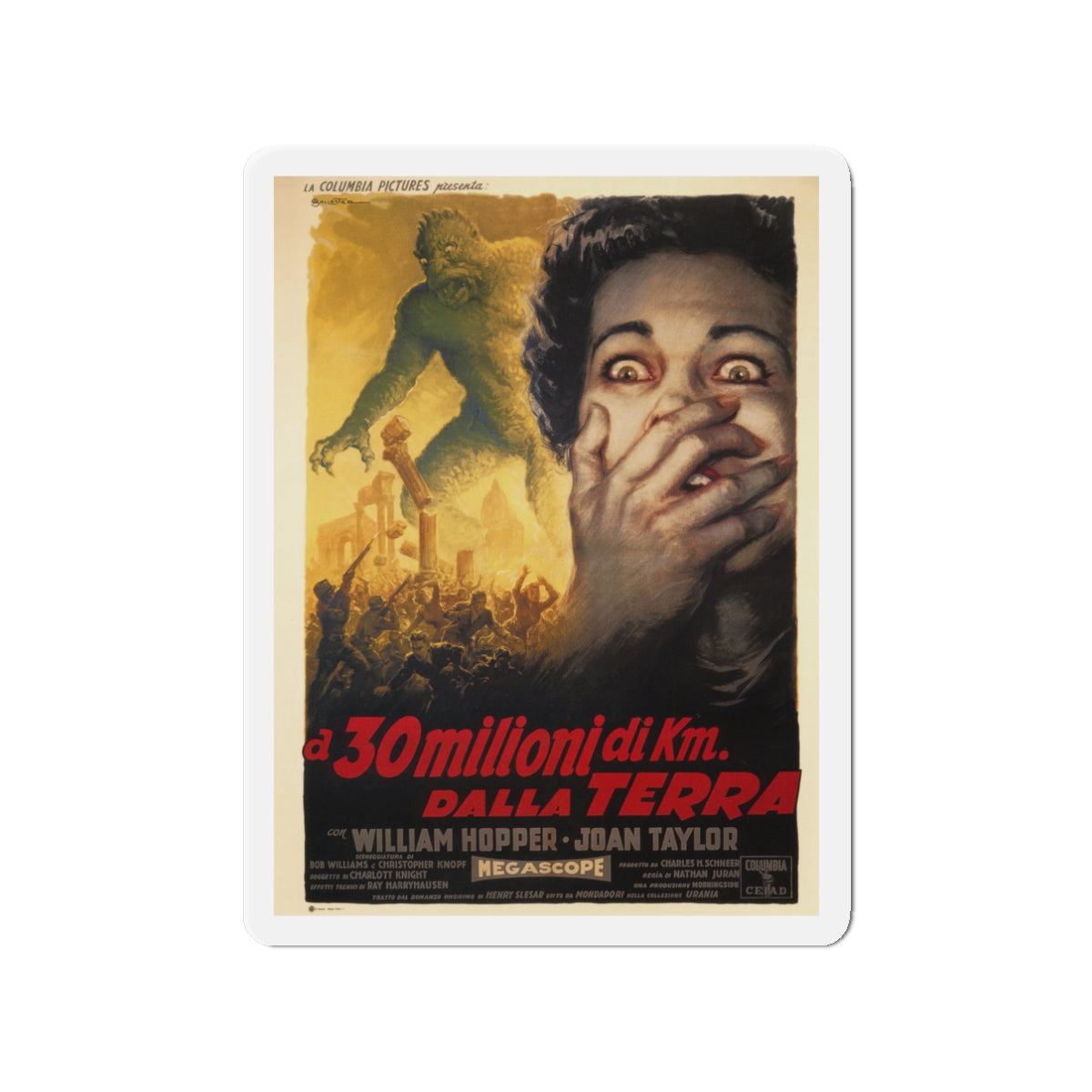 20 MILLION MILES TO EARTH (ITALIAN 2) 1957 Movie Poster - Die-Cut Magnet-3" x 3"-The Sticker Space
