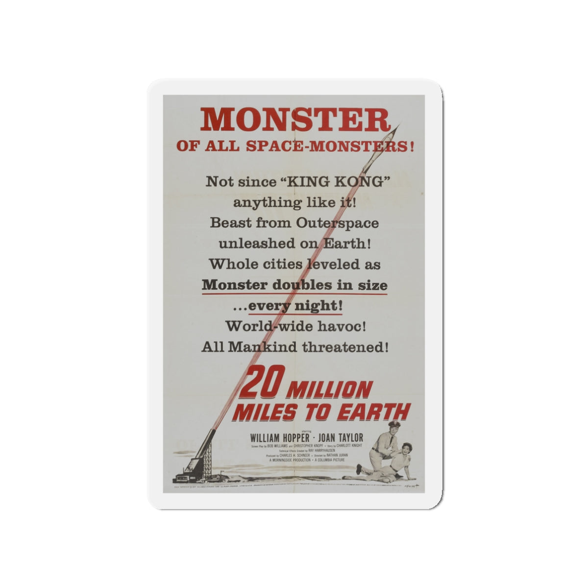 20 MILLION MILES TO EARTH (TEASER) 1957 Movie Poster - Die-Cut Magnet-3" x 3"-The Sticker Space