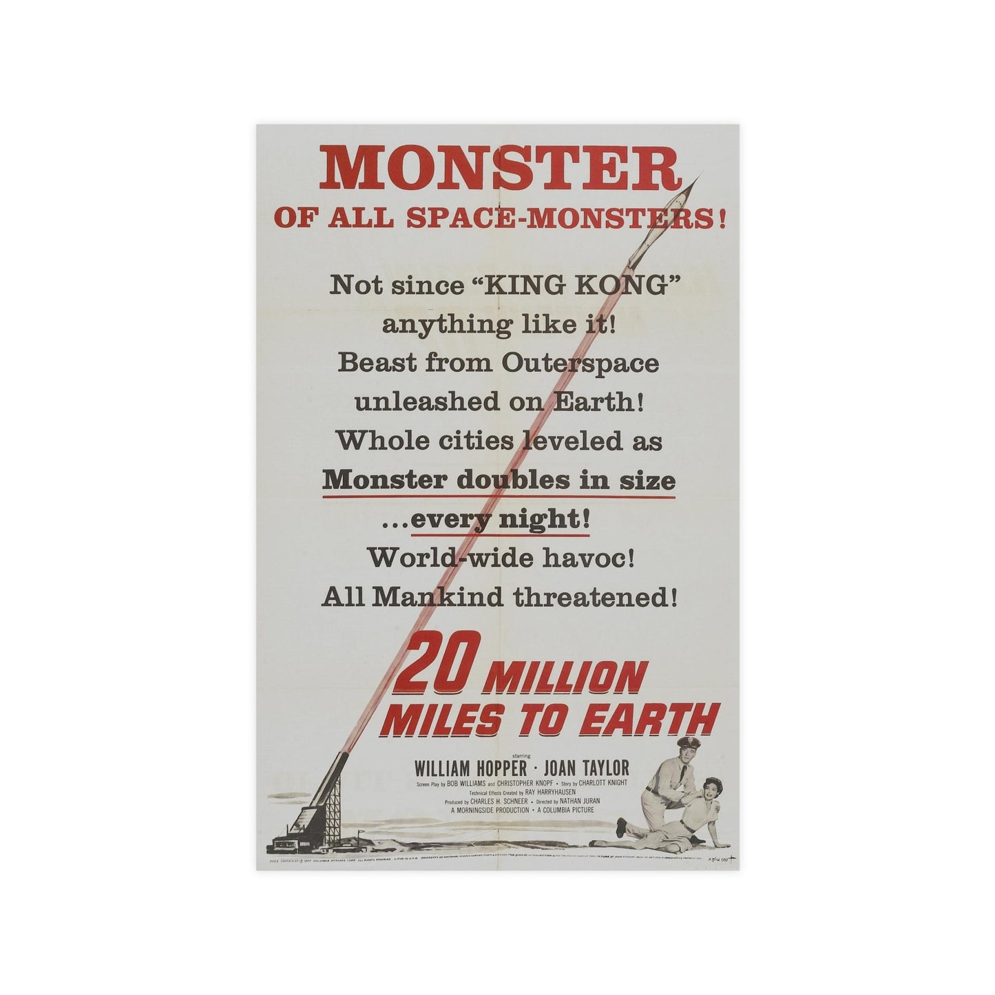 20 MILLION MILES TO EARTH (TEASER) 1957 - Paper Movie Poster-11″ x 17″ (Vertical)-The Sticker Space