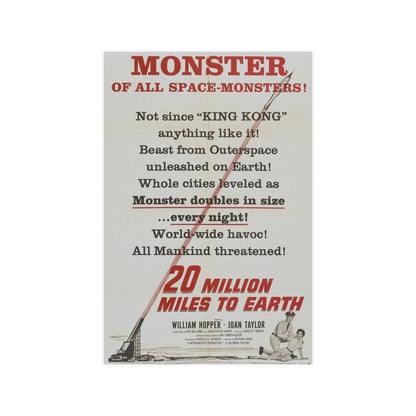 20 MILLION MILES TO EARTH (TEASER) 1957 - Paper Movie Poster-12″ x 18″ (Vertical)-The Sticker Space