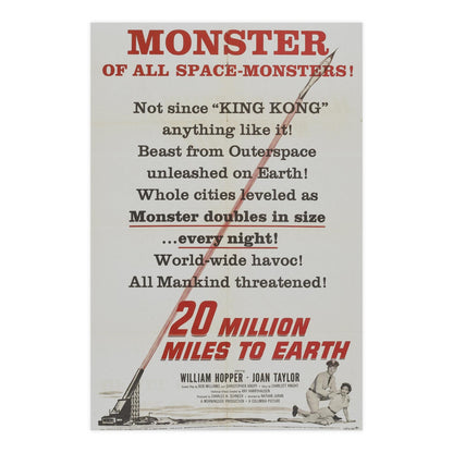 20 MILLION MILES TO EARTH (TEASER) 1957 - Paper Movie Poster-24″ x 36″ (Vertical)-The Sticker Space