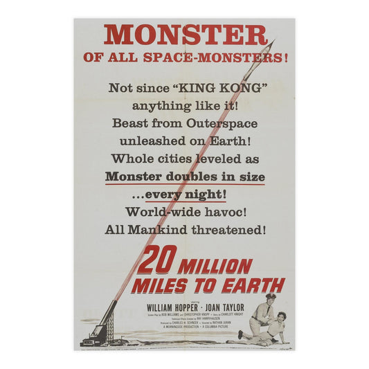 20 MILLION MILES TO EARTH (TEASER) 1957 - Paper Movie Poster-24″ x 36″ (Vertical)-The Sticker Space