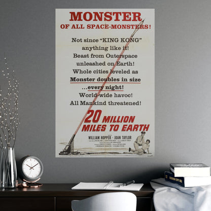 20 MILLION MILES TO EARTH (TEASER) 1957 - Paper Movie Poster-The Sticker Space