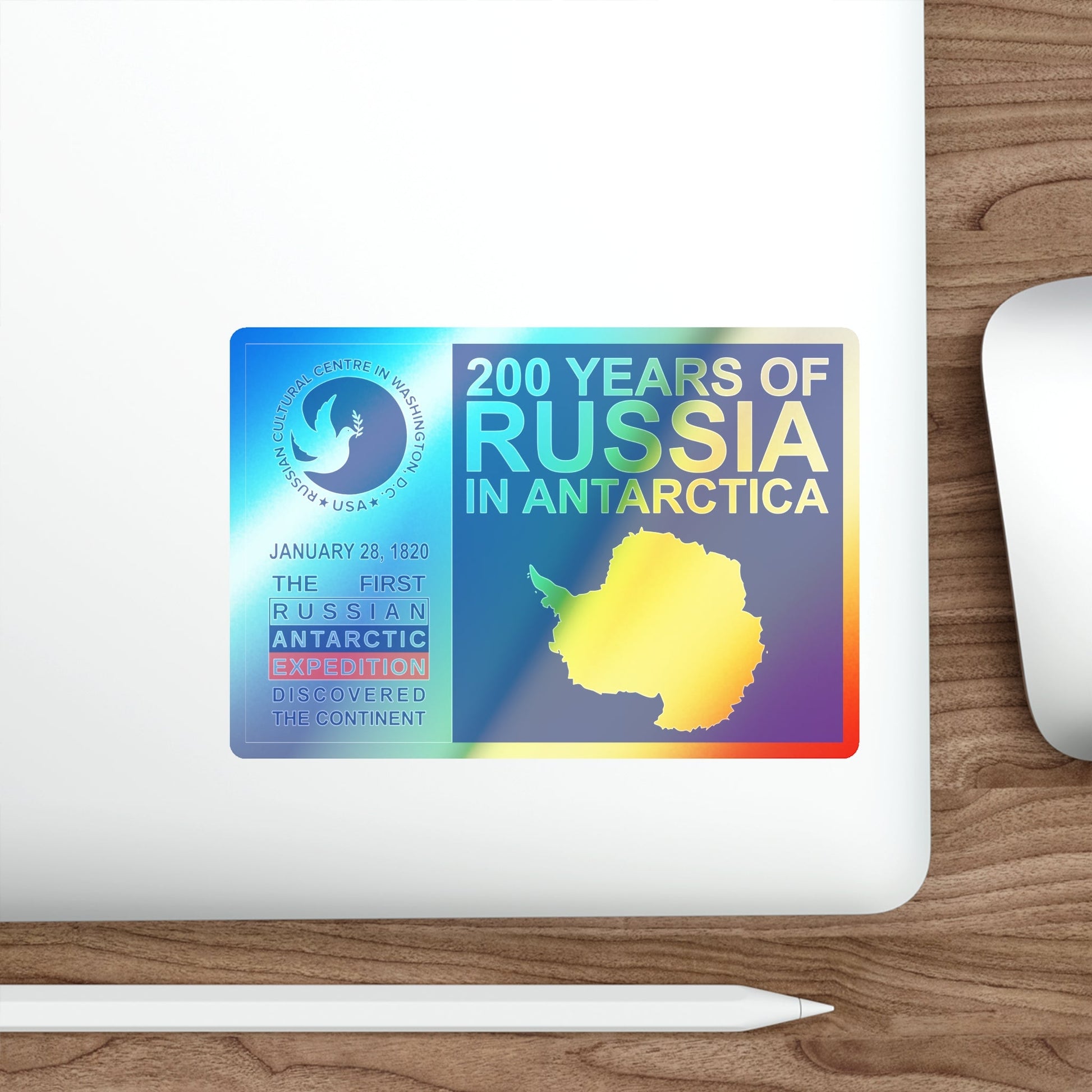 200 Years of Russia in Antarctica Commemorative Holographic STICKER Die-Cut Vinyl Decal-The Sticker Space