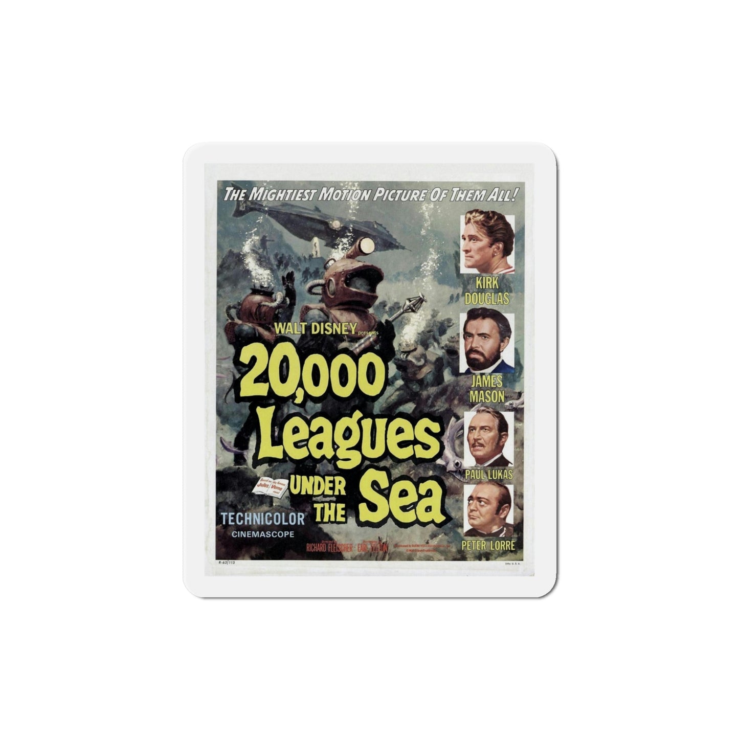 20000 Leagues Under the Sea 1954 Movie Poster Die-Cut Magnet-4 Inch-The Sticker Space