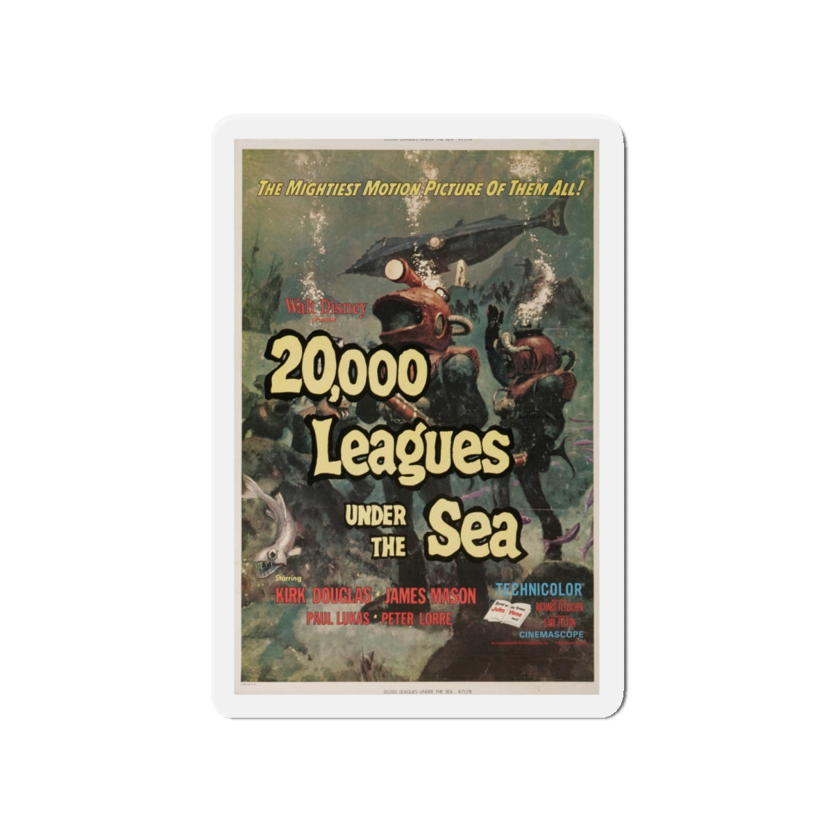 20,000 LEAGUES UNDER THE SEA 1954 Movie Poster - Die-Cut Magnet-4" x 4"-The Sticker Space