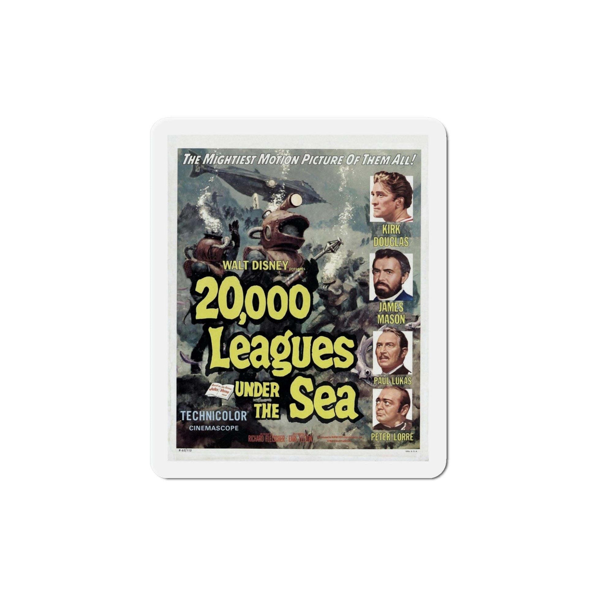 20000 Leagues Under the Sea 1954 Movie Poster Die-Cut Magnet-5 Inch-The Sticker Space