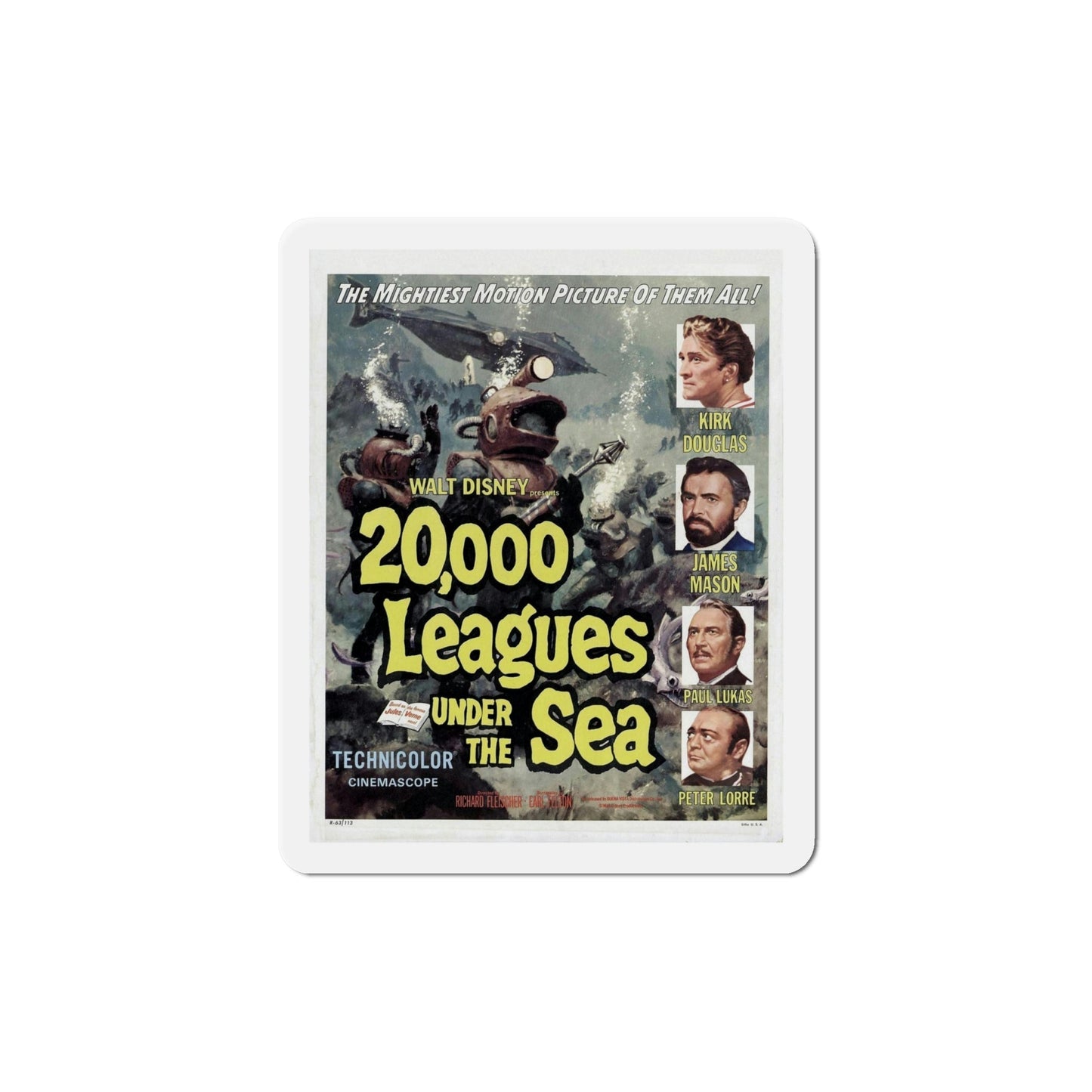 20000 Leagues Under the Sea 1954 Movie Poster Die-Cut Magnet-6 Inch-The Sticker Space