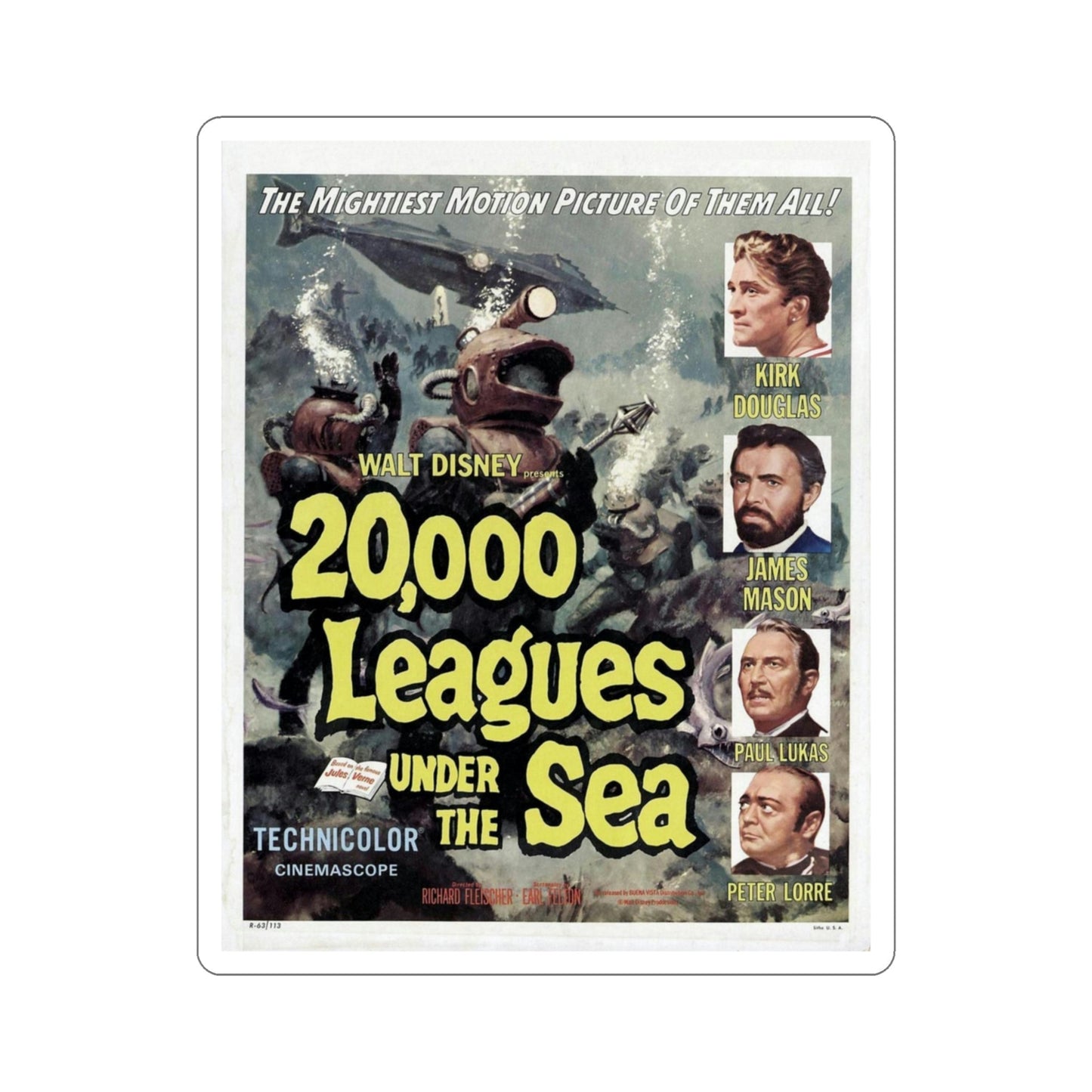 20000 Leagues Under the Sea 1954 Movie Poster STICKER Vinyl Die-Cut Decal-3 Inch-The Sticker Space