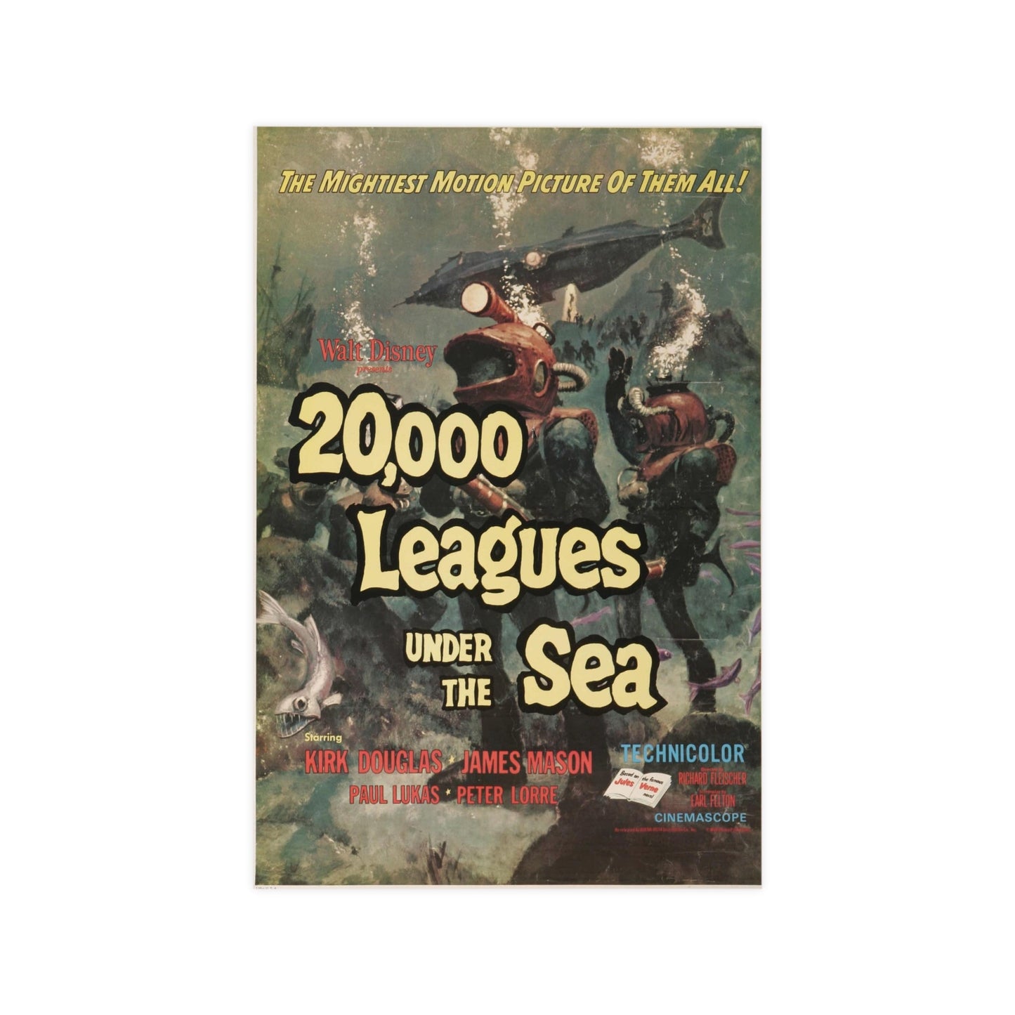 20,000 LEAGUES UNDER THE SEA 1954 - Paper Movie Poster-12″ x 18″ (Vertical)-The Sticker Space