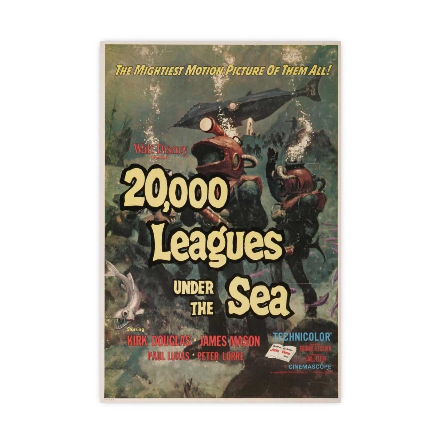 20,000 LEAGUES UNDER THE SEA 1954 - Paper Movie Poster-20″ x 30″ (Vertical)-The Sticker Space