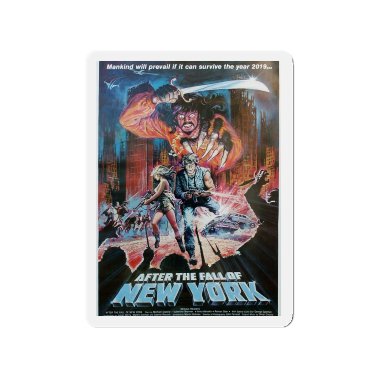 2019 - AFTER THE FALL OF NEW YORK (2) 1983 Movie Poster - Die-Cut Magnet-2" x 2"-The Sticker Space