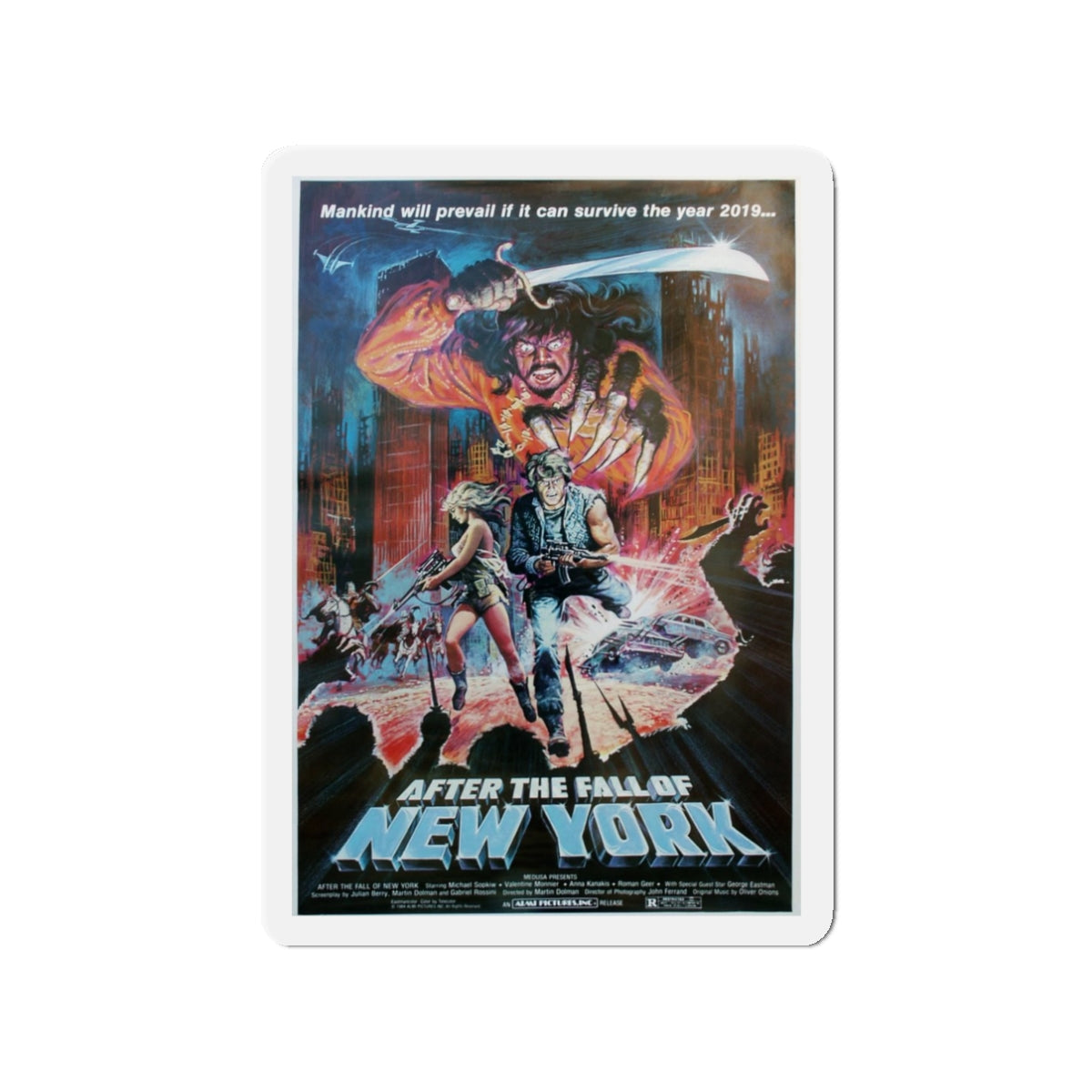 2019 - AFTER THE FALL OF NEW YORK (2) 1983 Movie Poster - Die-Cut Magnet-3" x 3"-The Sticker Space