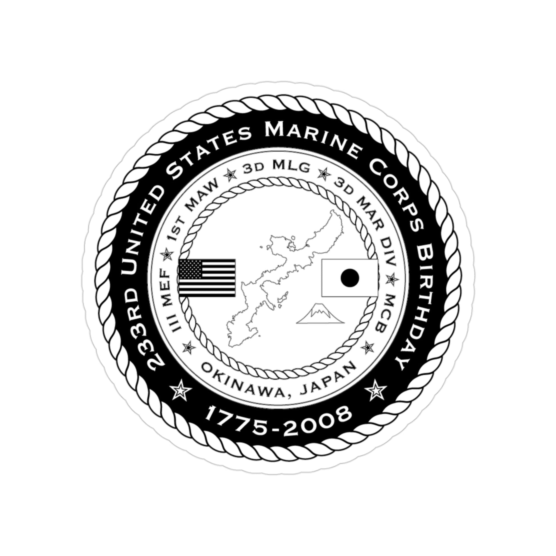 233rd USMC United States Marine Corps Birthday 1778 (USMC) Transparent STICKER Die-Cut Vinyl Decal-3 Inch-The Sticker Space